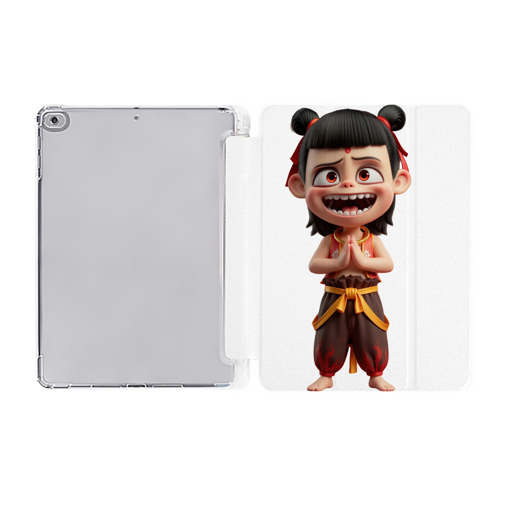 （画像用） Ne Zha 2 ナタ 魔童の大暴れ IPad ケース ペン収納付き 三つ折りスタンド PUレザー×シリコン 対応機種9.5/10.5/10.9インチ